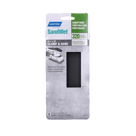 Norton Abrasives Norton SandWet 9 in. L X 3 in. W Silicon Carbide 320 Grit Coarse 1/3 Sheet Sander 07660768533